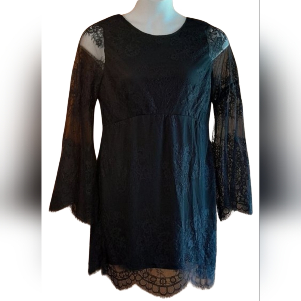 Alison Andrews Black Lace Cocktail Party Occasion Dress size L 0378-G